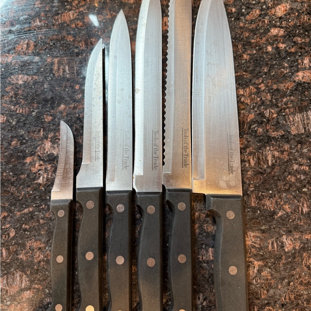 Stainless Steel Knife Set with Black Handles